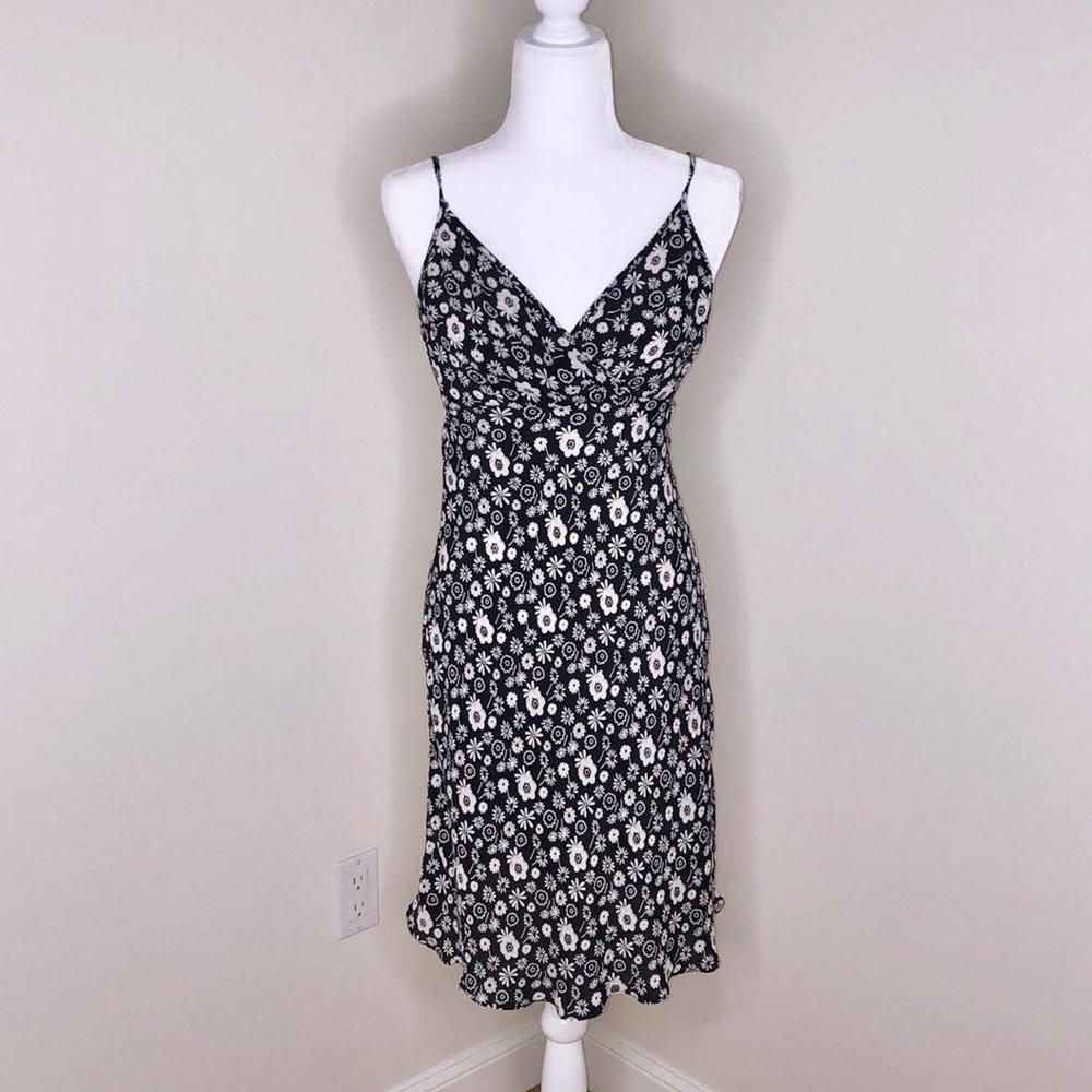 Black and White Floral Spaghetti Strap Dress